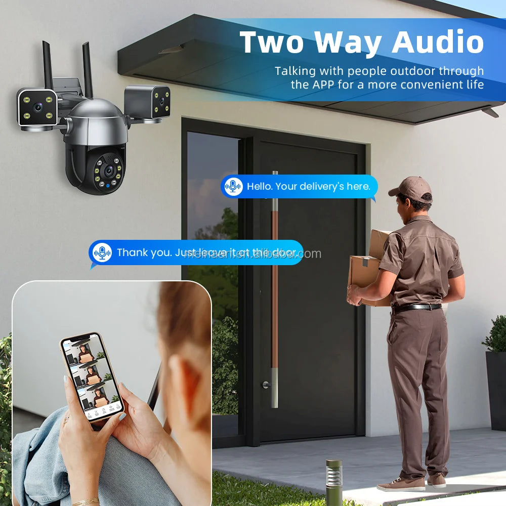 6MP Hopeway Color Night Vision 3 Lens Wireless WiFi Video CCTV PTZ Outdoor WiFi Security Camera