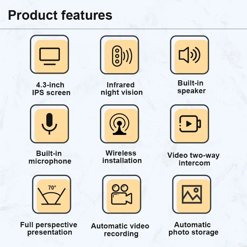 Rscamtom Smart 1080P Waterproof Night Vision Security Camera H.264 Video Compression CMOS Sensor Front Door Monitoring Camera