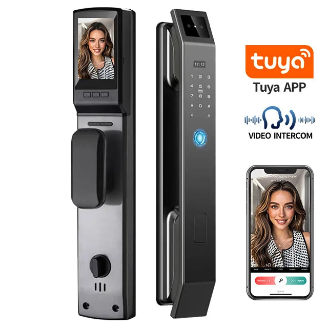 Factory Price Tuya APP Smart Locks with Video Talking 3D Face Recognition Security Camera Fingerprint Digital Door Locks