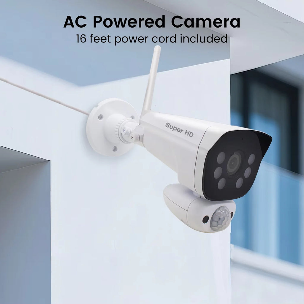 Smart Security Camera System 3MP CMOS 10.1" Touchscreen Monitor Two Way Audio Full Color Night Vision Motion Detection IP65